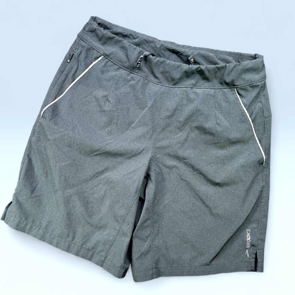 Brooks Fremont 9" Linerless Running Shorts Men Size L Asphalt Gray Athletic